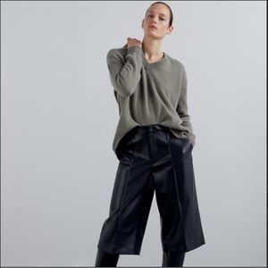 Zara High Waisted Faux Leather Bermuda Shorts